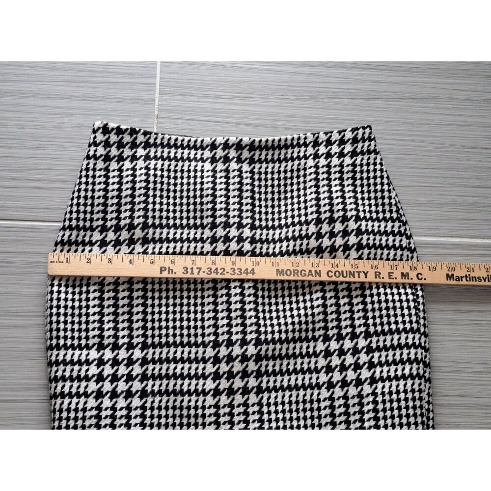 Vtg Liz Claiborne Houndstooth Black & White Pencil Skirt Size 6 Wool Blend - Picture 7 of 8